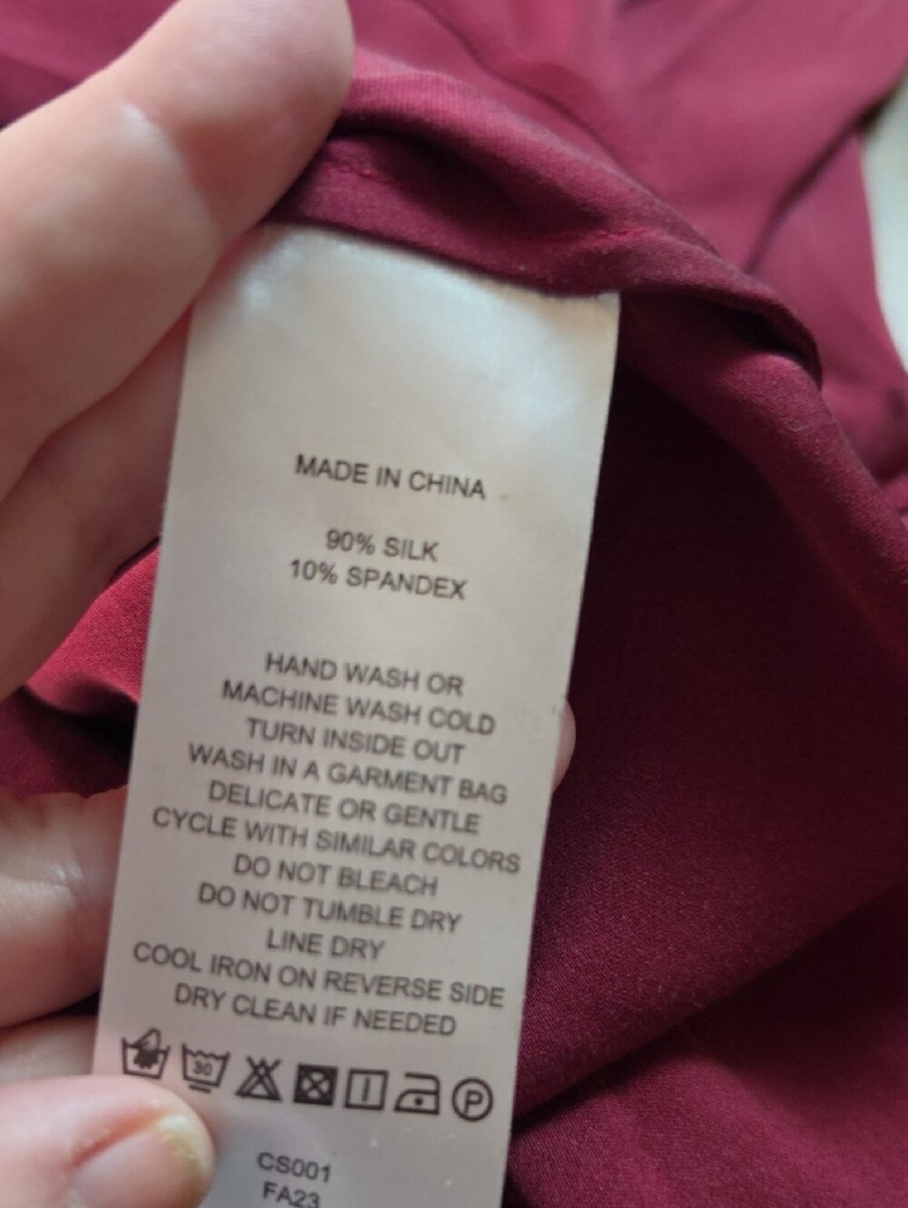 QUINCE | Luxe Wine Burgundy Stretch Silk Button Down Blouse Curved Hem | L - Picture 4 of 8